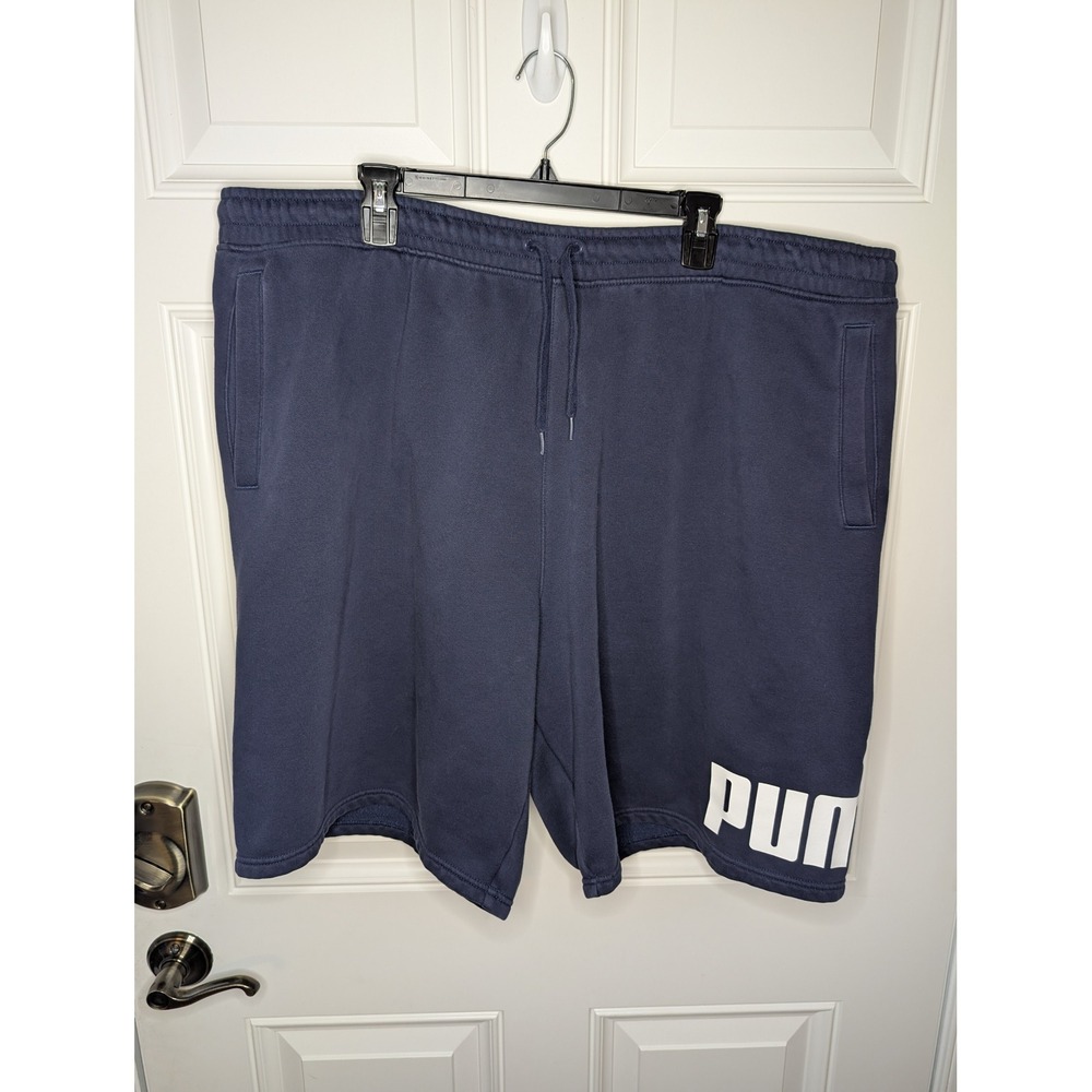Puma Mens Navy Blue Big Logo Fleece Sweat Lounge Shorts Size 3XLT Big and Tall